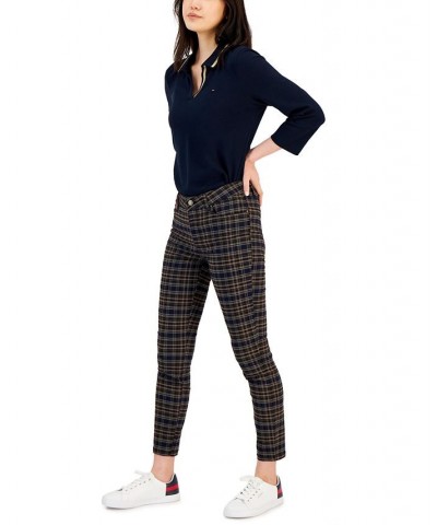 Women's Tribeca Plaid-Print Skinny Pants Hark Plaid- Navy Multi $34.40 Pants