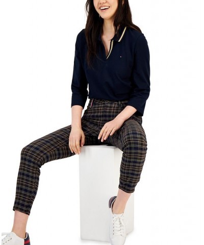 Women's Tribeca Plaid-Print Skinny Pants Hark Plaid- Navy Multi $34.40 Pants