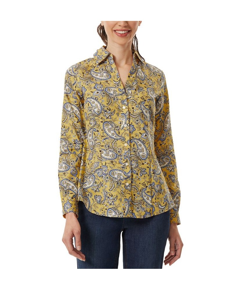 Women's Paisley Easy Care Blouse Yellow $28.47 Tops