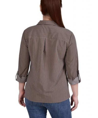 Women's 3/4 Roll Tab Shirt with Pockets Coffee Bean, Doeskin Torterella $16.32 Tops