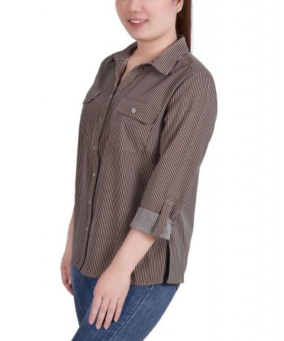 Women's 3/4 Roll Tab Shirt with Pockets Coffee Bean, Doeskin Torterella $16.32 Tops