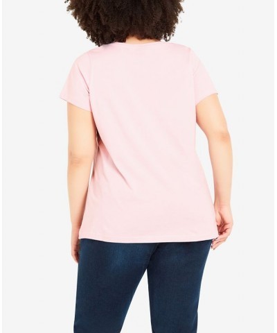 Plus Size Gathered V-neck Cotton Top Pink $30.09 Tops