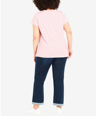 Plus Size Gathered V-neck Cotton Top Pink $30.09 Tops