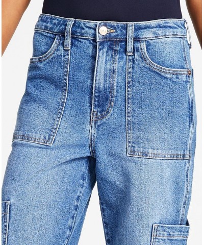 Women's High Rise Utility Denim Jeans Blue $33.04 Jeans