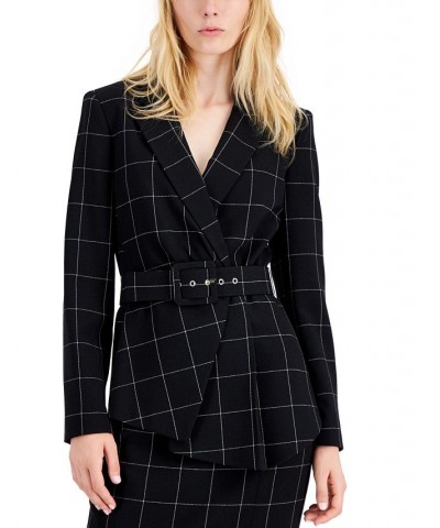 Women's Windowpane-Print Skirt Suit Blk/ivory $78.87 Suits