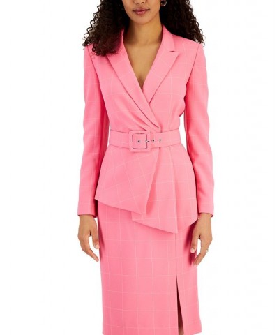 Women's Windowpane-Print Skirt Suit Blk/ivory $78.87 Suits