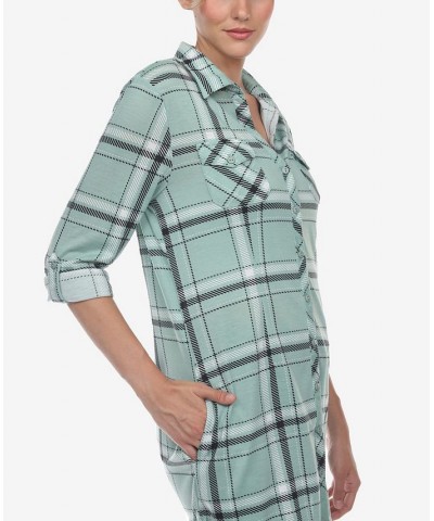 Women's Plaid Tunic Top Shirt Mint $34.10 Tops