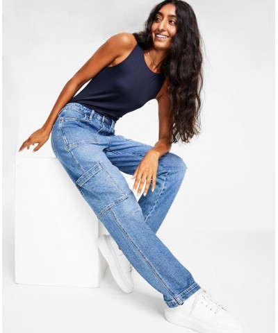 Women's High Rise Utility Denim Jeans Blue $33.04 Jeans