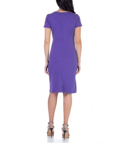 Faux Wrap over Dress with Cap Sleeves Turq $23.08 Dresses