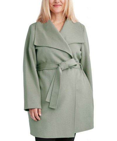 Plus Size Double-Face Belted Wrap Coat Green $84.00 Coats