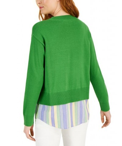 Women's Layered Two-Button Knit Sweater Green $32.49 Sweaters