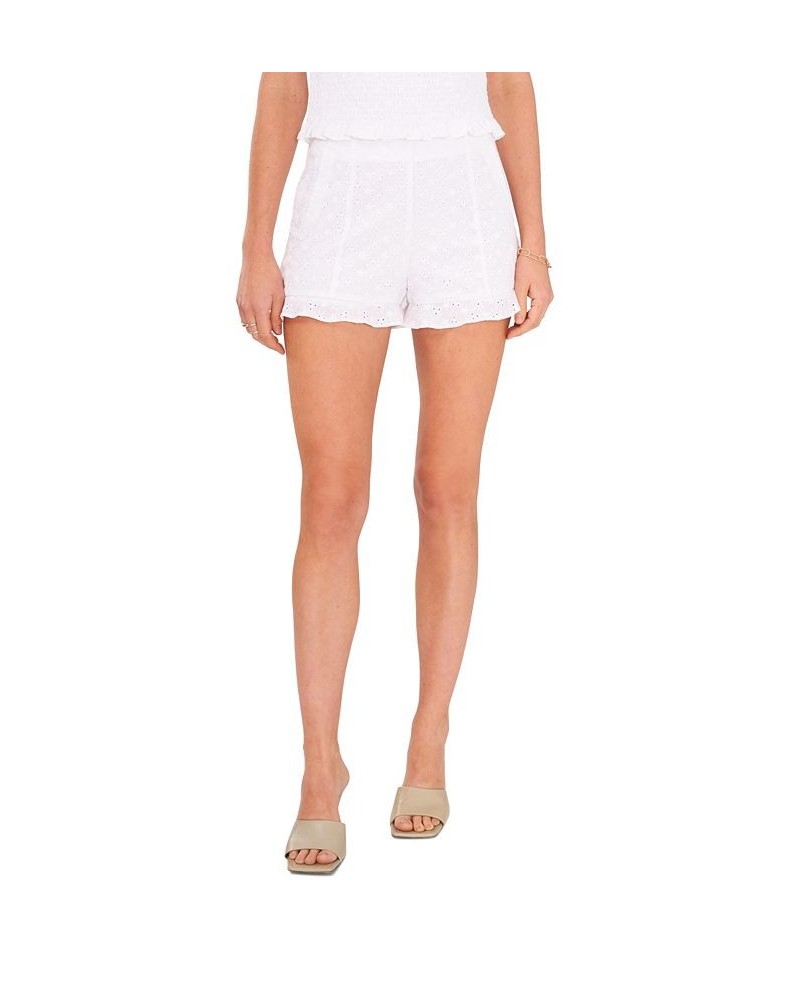 Women's Stitch Front Ruffle Shorts Ultra White $15.47 Shorts