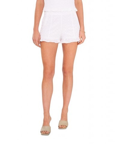 Women's Stitch Front Ruffle Shorts Ultra White $15.47 Shorts