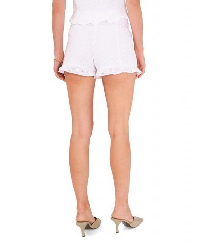 Women's Stitch Front Ruffle Shorts Ultra White $15.47 Shorts