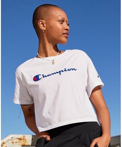 Women's Logo Cropped T-Shirt White $11.79 Tops