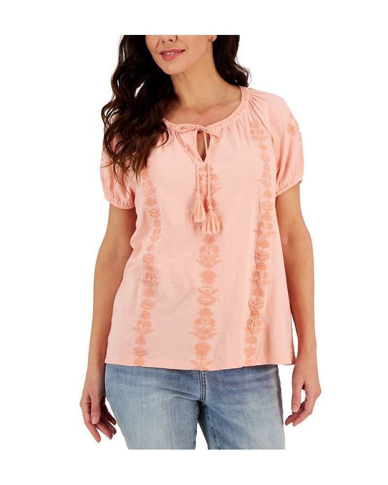 Women's Cotton Embroidered Peasant Top Mango Beach $29.75 Tops