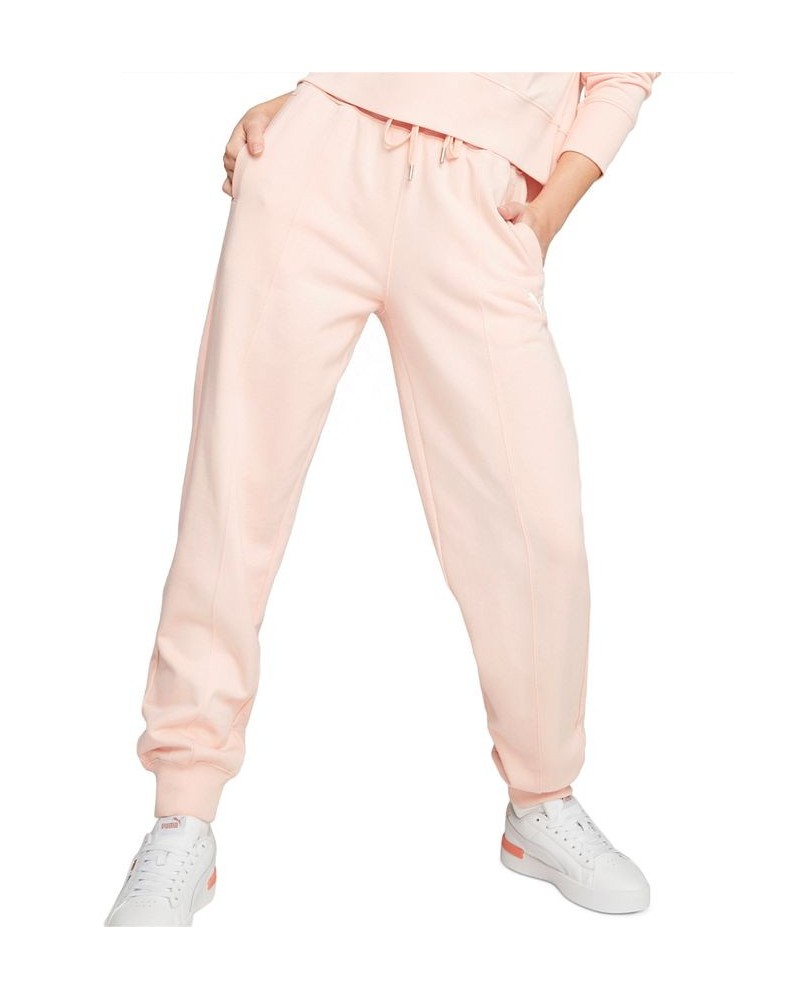 Women's Her Cotton High-Rise Drawstring Pants Pink $31.50 Pants