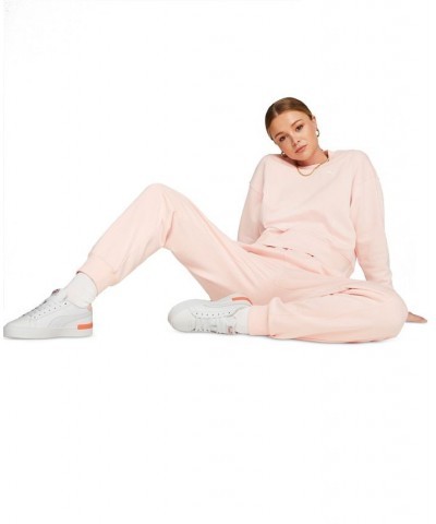 Women's Her Cotton High-Rise Drawstring Pants Pink $31.50 Pants