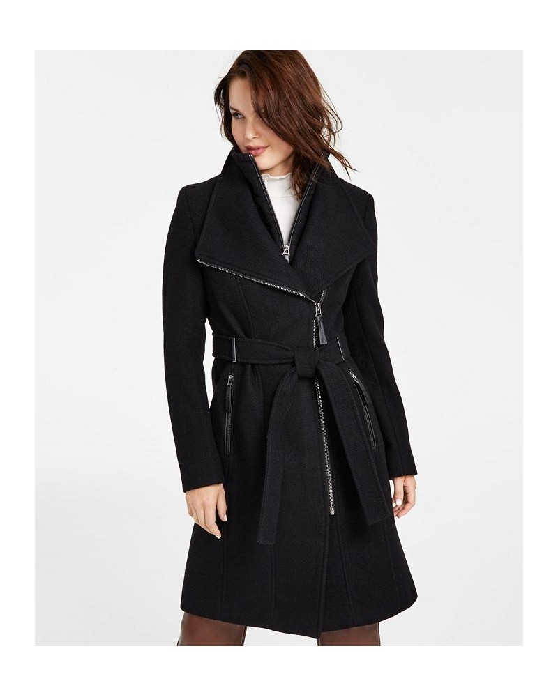 Women's Petite Belted Wrap Coat Black $100.00 Coats