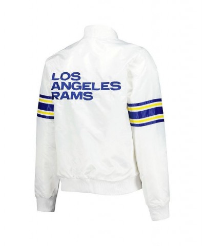 Women's White Los Angeles Rams Line Up Satin Full-Snap Varsity Jacket White $43.20 Jackets