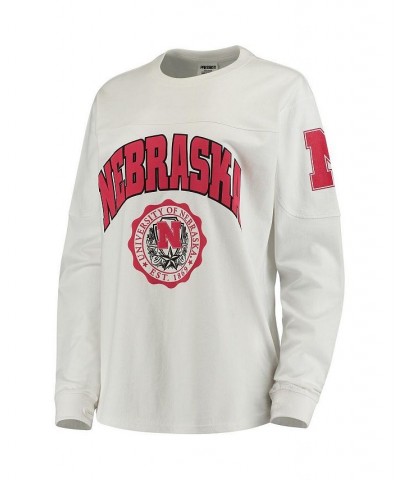 Women's White Nebraska Huskers Edith Long Sleeve T-shirt White $32.99 Tops