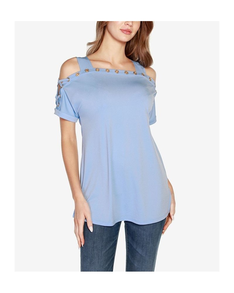 Women's Cold-Shoulder Top Scuba Turq $17.84 Tops