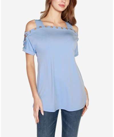 Women's Cold-Shoulder Top Scuba Turq $17.84 Tops