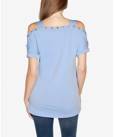 Women's Cold-Shoulder Top Scuba Turq $17.84 Tops