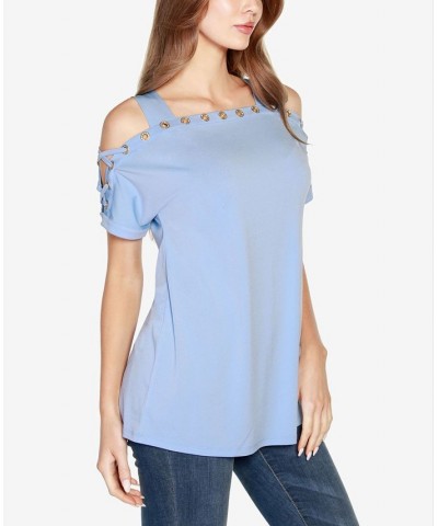 Women's Cold-Shoulder Top Scuba Turq $17.84 Tops