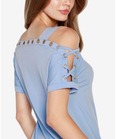 Women's Cold-Shoulder Top Scuba Turq $17.84 Tops