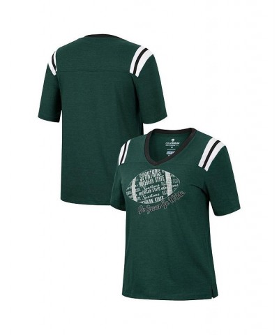 Women's Heathered Green Michigan State Spartans 15 Min Early Football V-Neck T-shirt Heathered Green $17.22 Tops