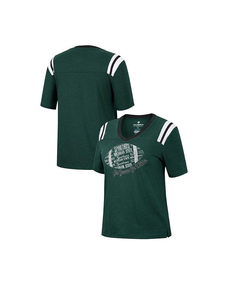 Women's Heathered Green Michigan State Spartans 15 Min Early Football V-Neck T-shirt Heathered Green $17.22 Tops