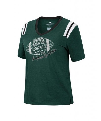 Women's Heathered Green Michigan State Spartans 15 Min Early Football V-Neck T-shirt Heathered Green $17.22 Tops