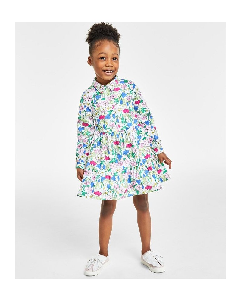 Little Girl's Long-Sleeve Floral Shirtdress Bright White Combo $26.39 Dresses