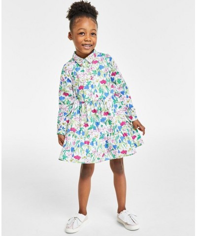 Little Girl's Long-Sleeve Floral Shirtdress Bright White Combo $26.39 Dresses