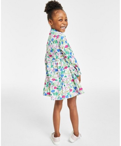 Little Girl's Long-Sleeve Floral Shirtdress Bright White Combo $26.39 Dresses