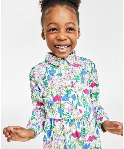 Little Girl's Long-Sleeve Floral Shirtdress Bright White Combo $26.39 Dresses