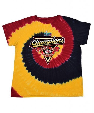 Women's Red Kansas City Chiefs Super Bowl LVII Champions Tie-Dye T-shirt Red $21.60 Tops