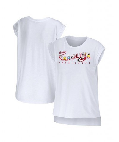 Women's White Carolina Hurricanes Greetings From Muscle T-shirt White $28.99 Tops