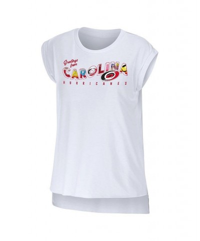 Women's White Carolina Hurricanes Greetings From Muscle T-shirt White $28.99 Tops