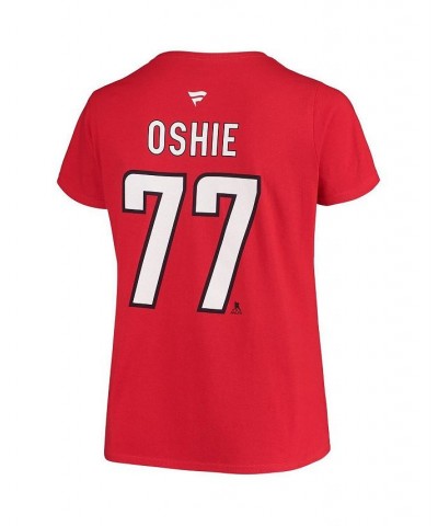 Women's Branded TJ Oshie Red Washington Capitals Plus Size Name and Number Scoop Neck T-shirt Red $26.39 Tops