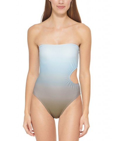 Women's Cutout Bandeau One-Piece Swimsuit Ombre Splash Moss $24.60 Swimsuits