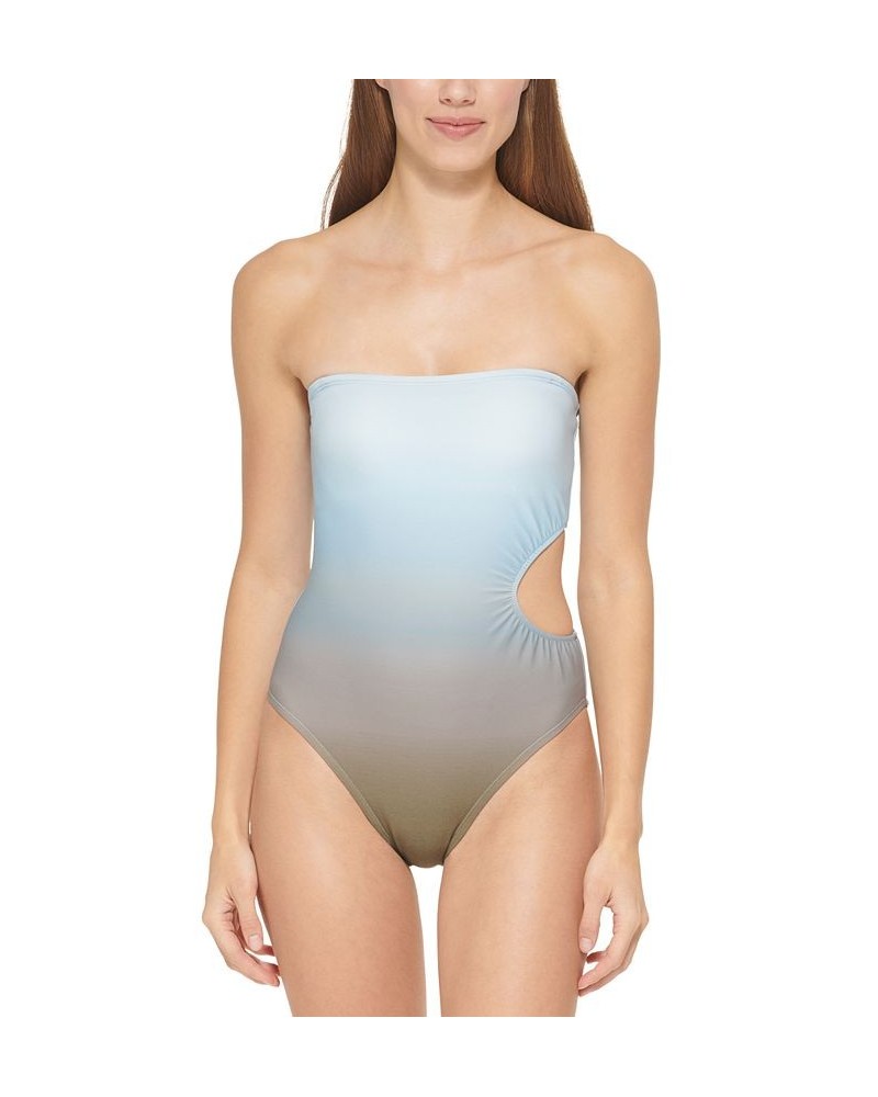 Women's Cutout Bandeau One-Piece Swimsuit Ombre Splash Moss $24.60 Swimsuits