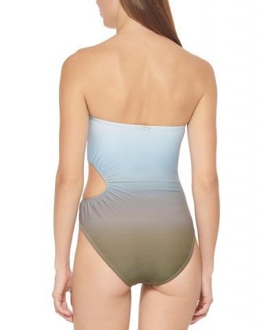 Women's Cutout Bandeau One-Piece Swimsuit Ombre Splash Moss $24.60 Swimsuits