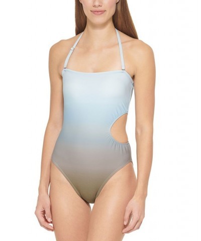 Women's Cutout Bandeau One-Piece Swimsuit Ombre Splash Moss $24.60 Swimsuits