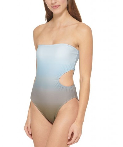 Women's Cutout Bandeau One-Piece Swimsuit Ombre Splash Moss $24.60 Swimsuits