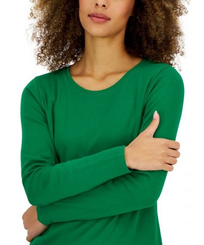 Women's Pima Cotton Long-Sleeve Top Bright Pine $11.75 Tops