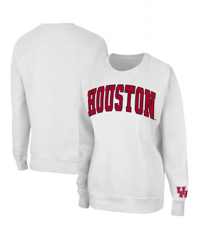 Women's White Houston Cougars Campanile Pullover Sweatshirt White $22.00 Sweatshirts