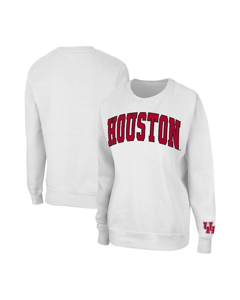 Women's White Houston Cougars Campanile Pullover Sweatshirt White $22.00 Sweatshirts