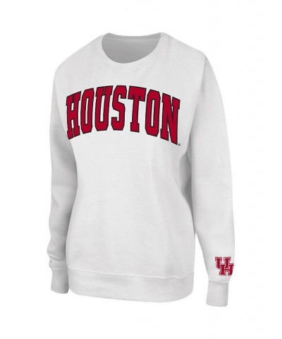 Women's White Houston Cougars Campanile Pullover Sweatshirt White $22.00 Sweatshirts